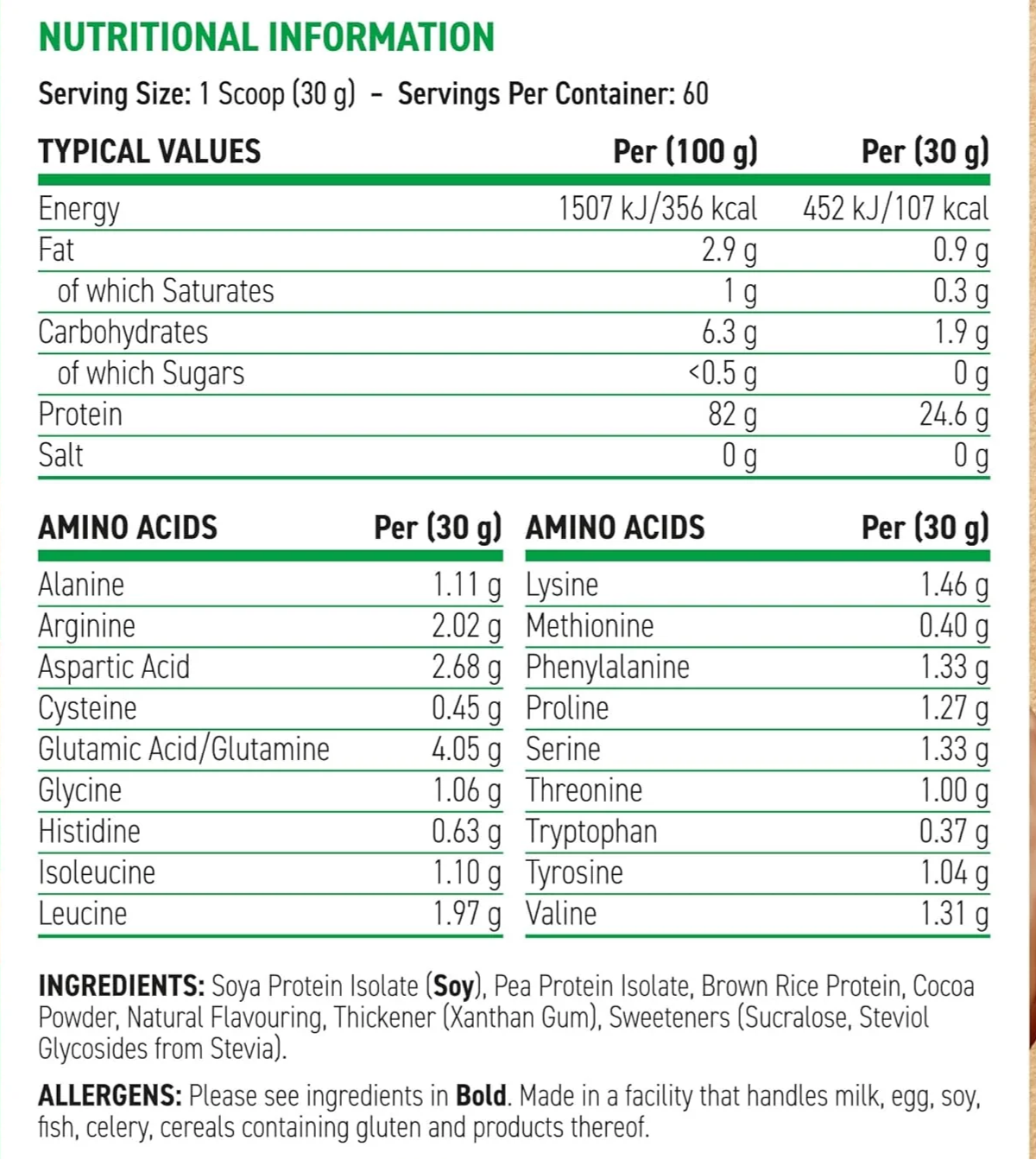 Informations nutritionnelles - Critical Plant Protein - Fraise