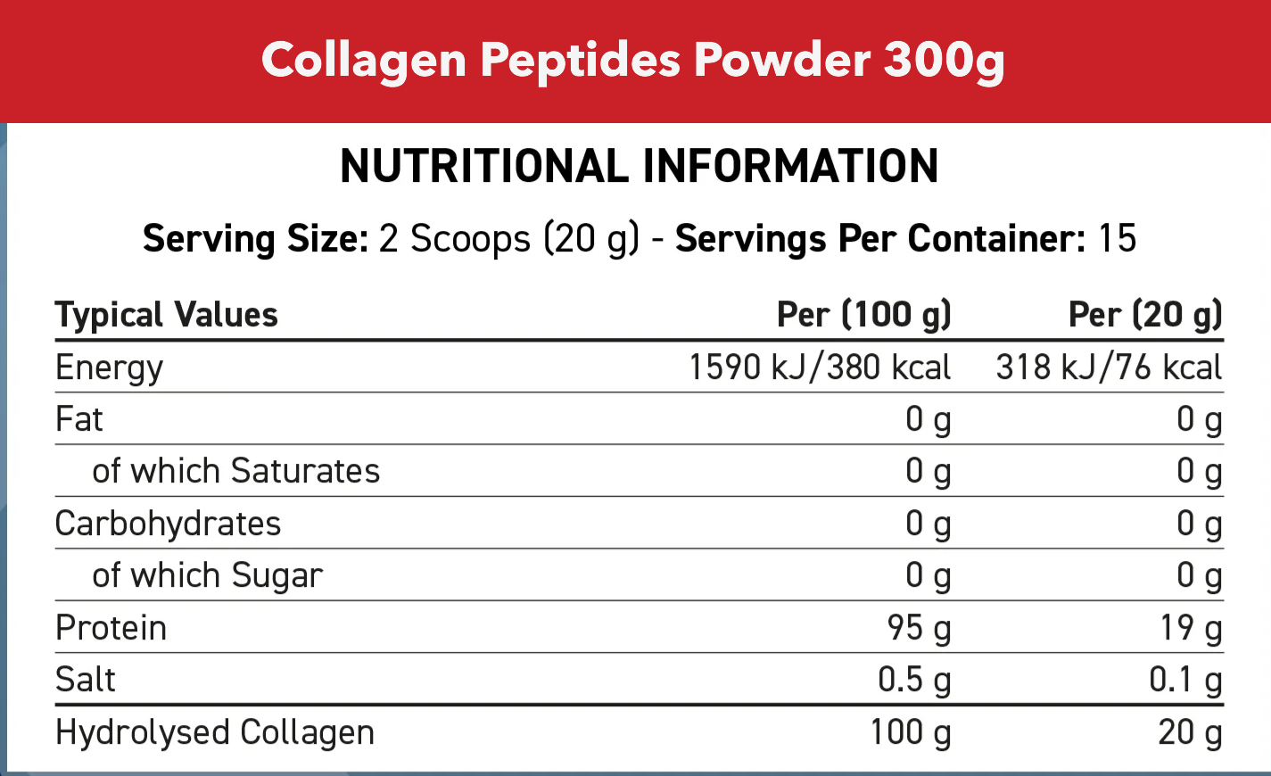 Informations nutritionnelles - Collagen Peptides