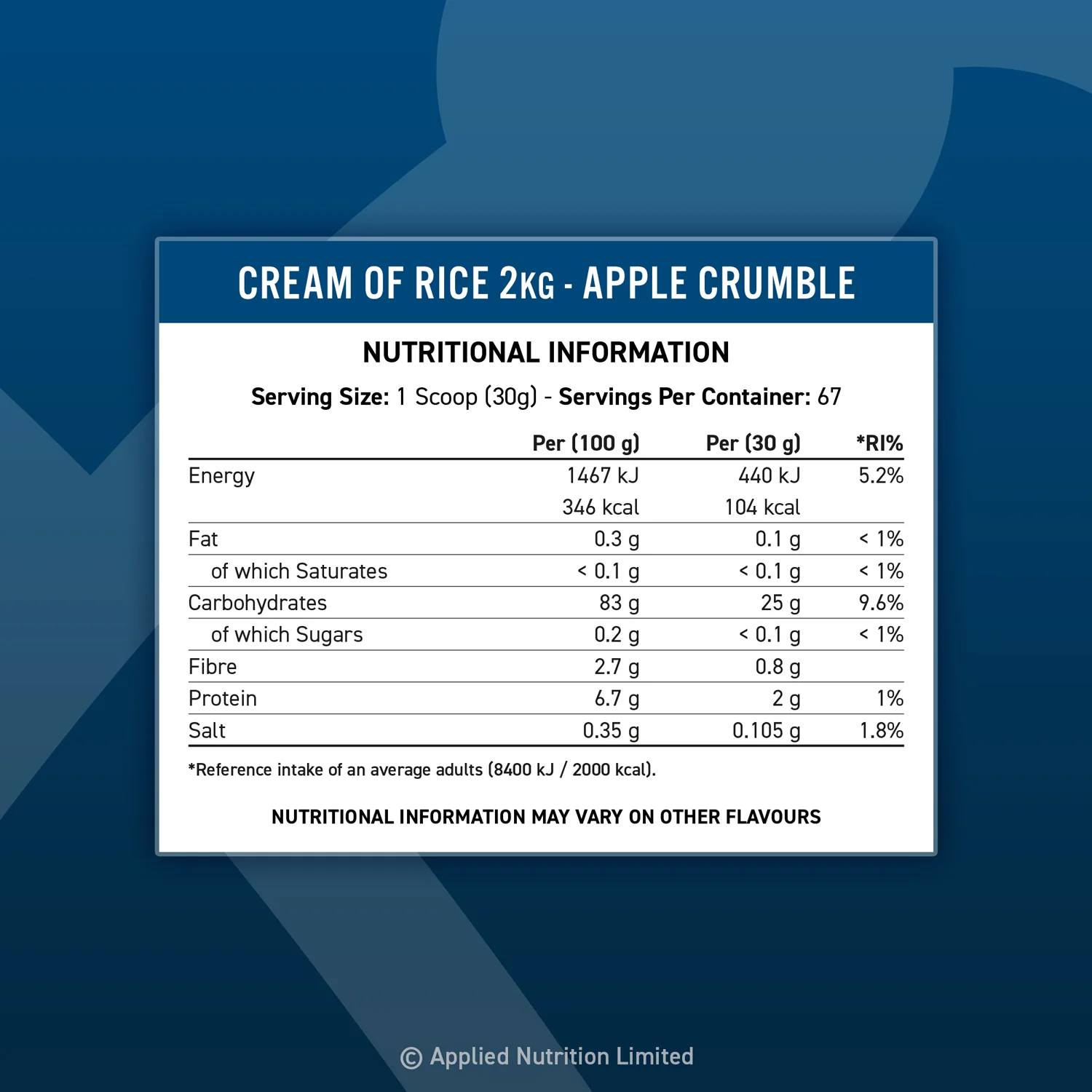 Informations nutritionnelles - CREEM OF RICE - Apple Crumble