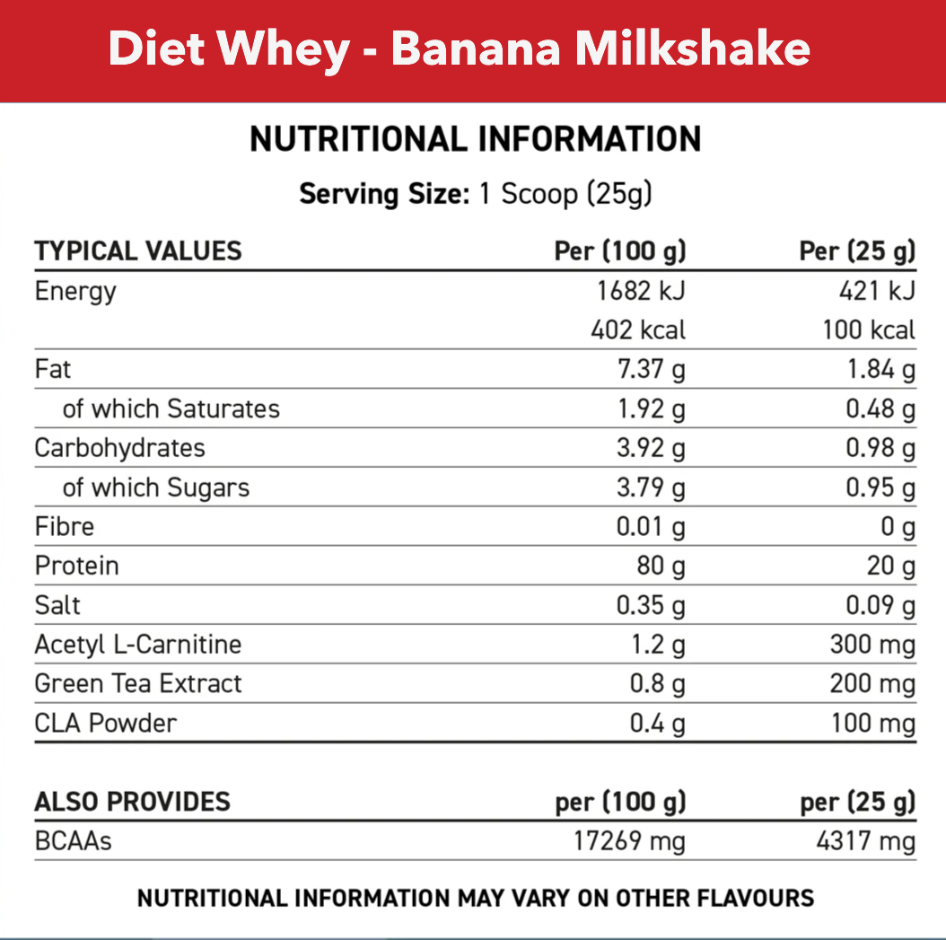 Informations nutritionnelles - Diet Whey - Banana milkshake