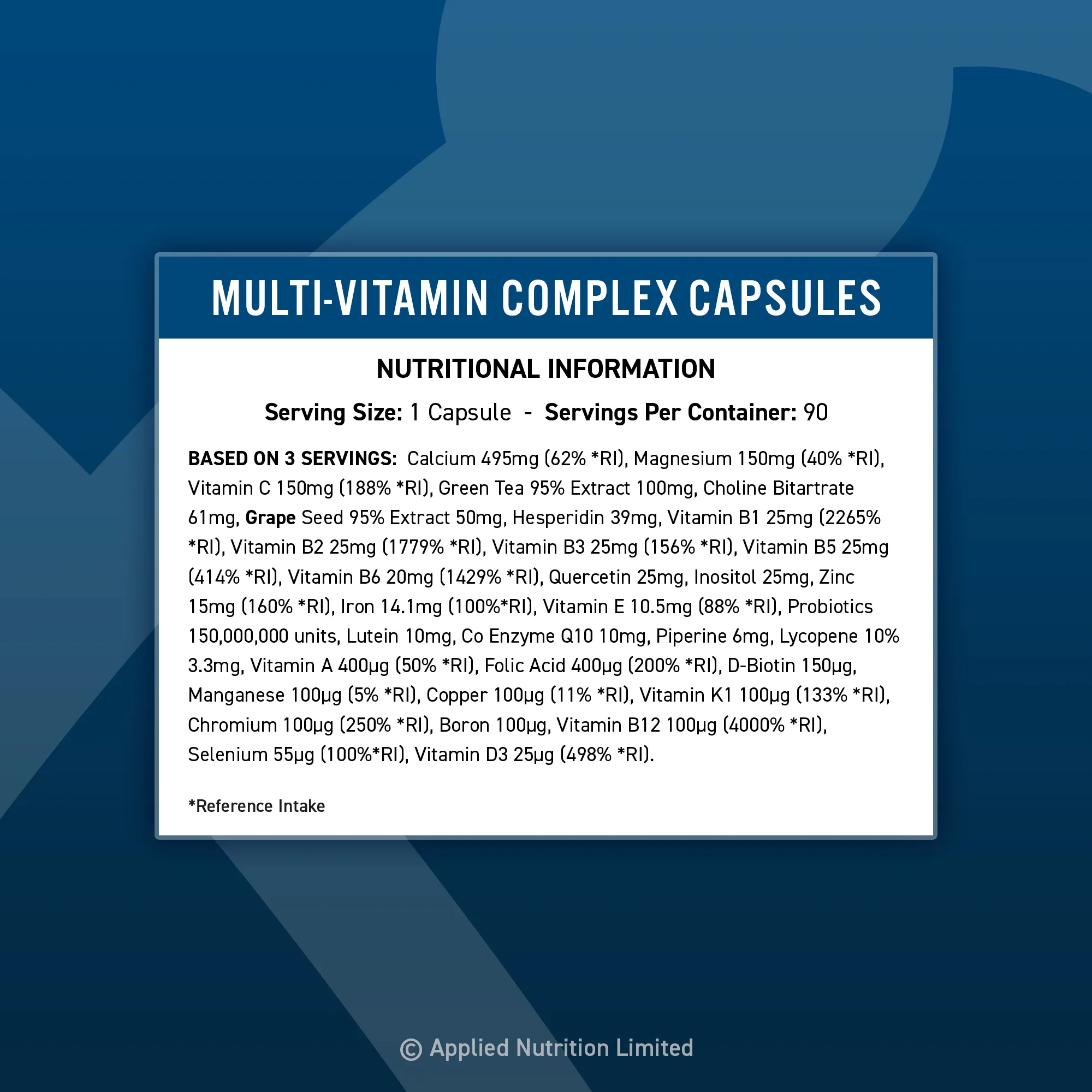 Informations nutritionnelles - MULTI-VITAMIN COMPLEX