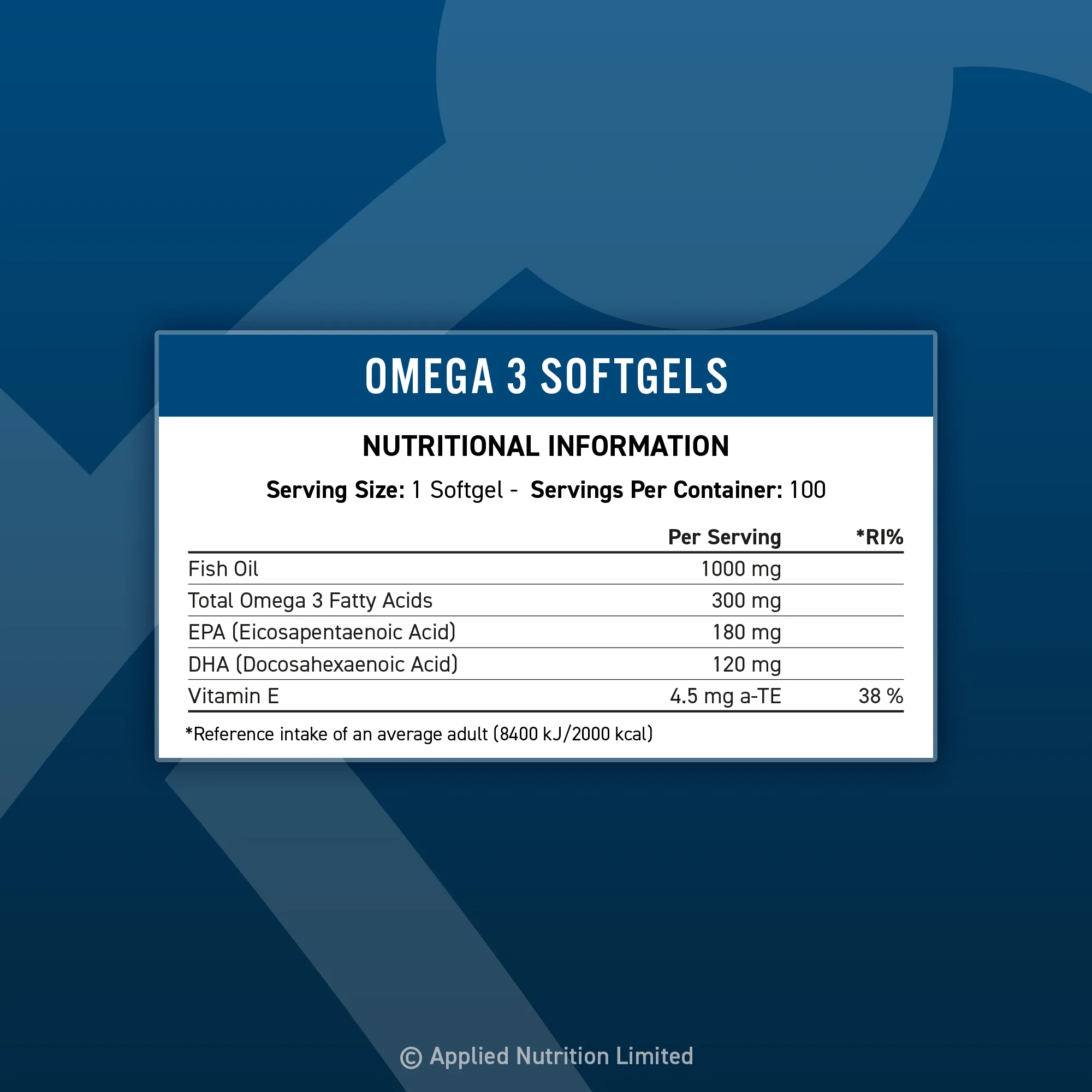 Informations nutritionnelles - Omega 3 1000mg SoftGels